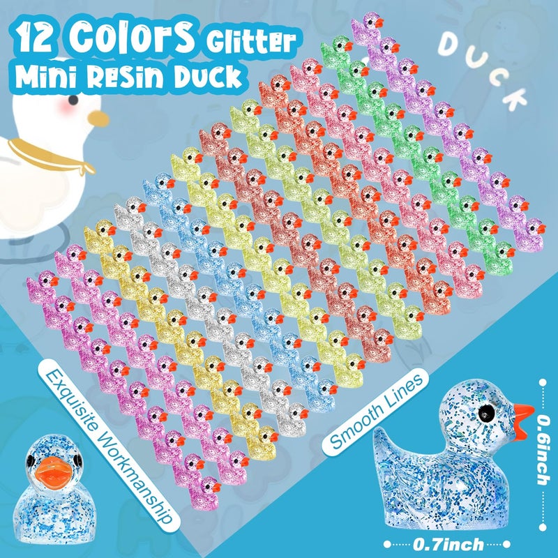 GOKUPOK 120 قطعة لامعة صغيرة من الراتنج البط 12 لونًا من أشكال البط الصغيرة البط الصغيرة DIY حديقة المناظر الطبيعية الصغيرة حوض السمك بوعاء ديكور بيت الدمى - Image 2